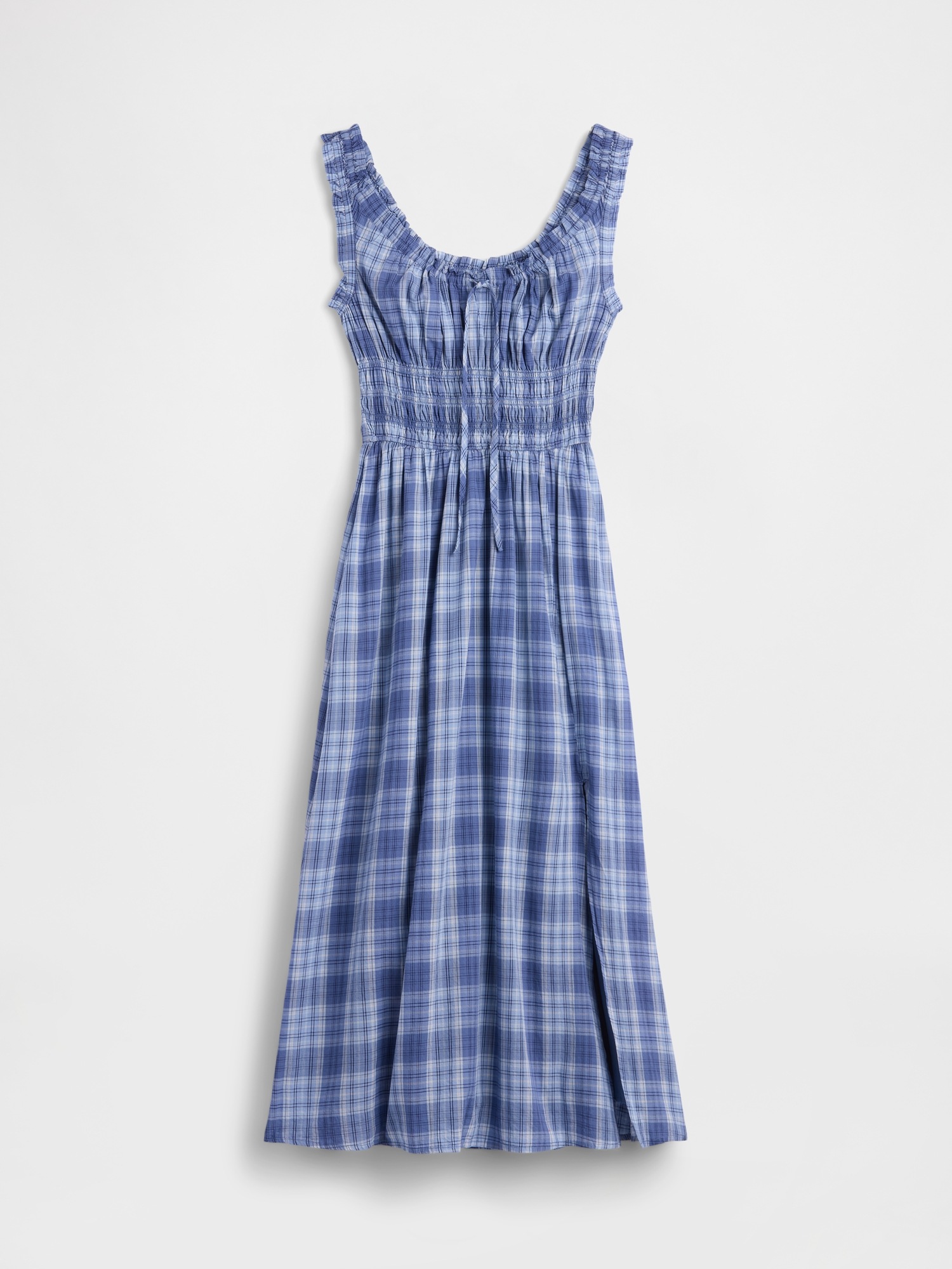 Женское платье Gap Voile Plaid Smocked-Waist Maxi, цвет: Синий клетчатый — фото 5