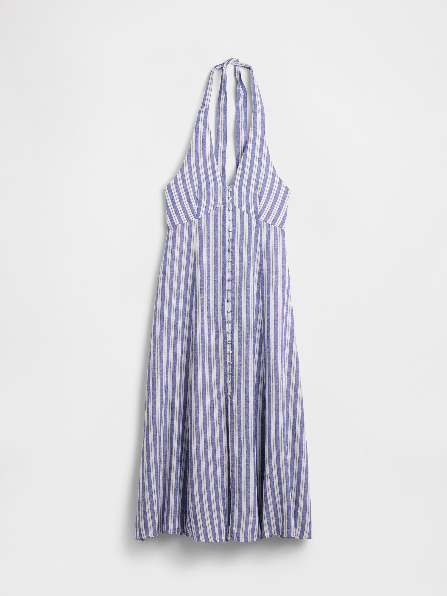 Linen-Blend Halter Maxi Dress