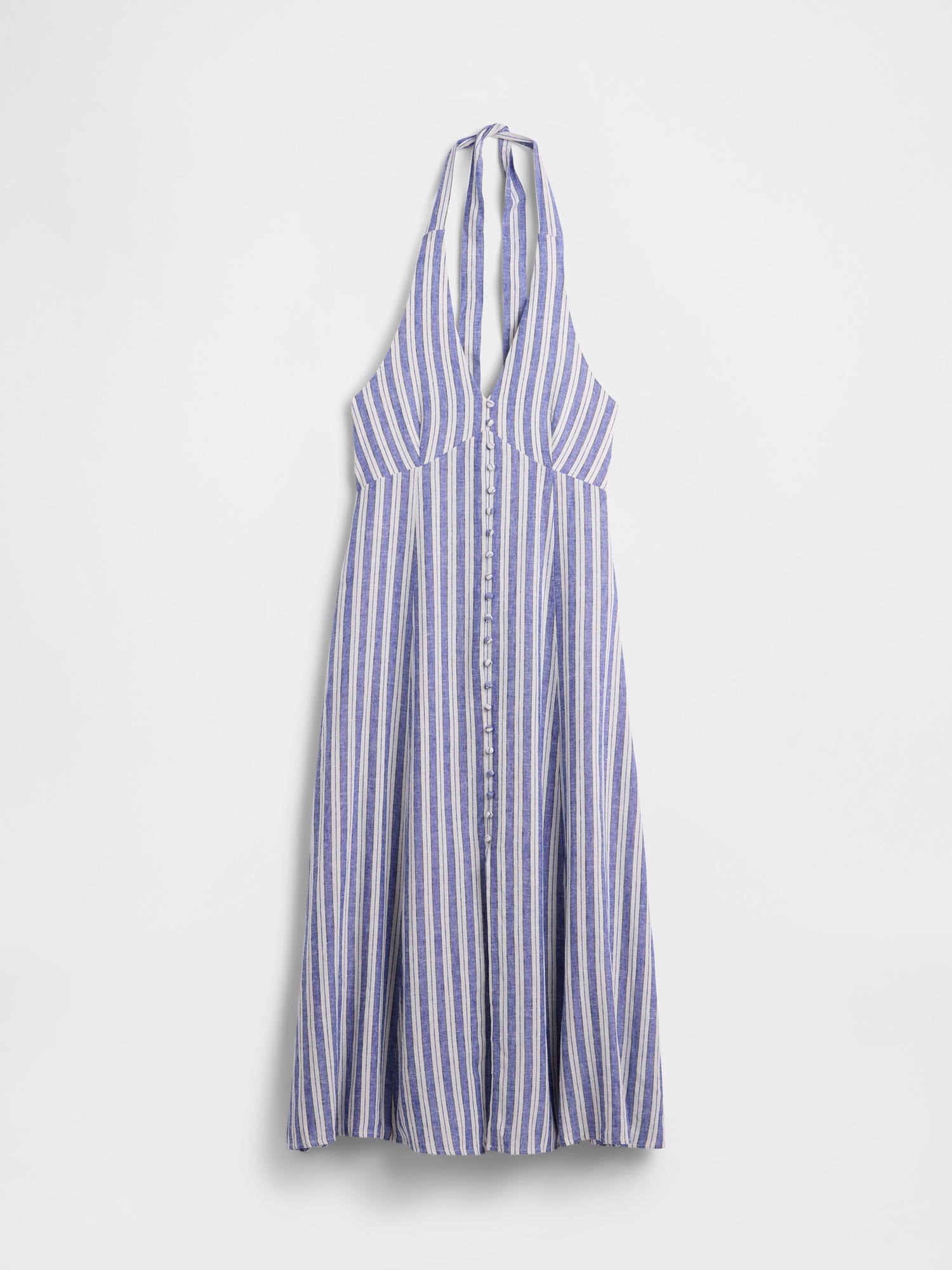 Женское платье Gap Linen-Blend Halter Maxi, цвет: Синий полосатый — фото 6