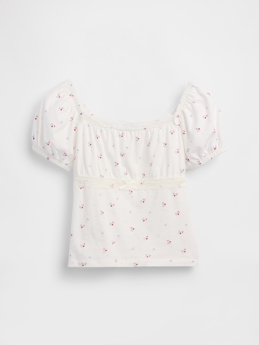 Image number 2 showing, Kids Lace-Trim Puff-Sleeve Top