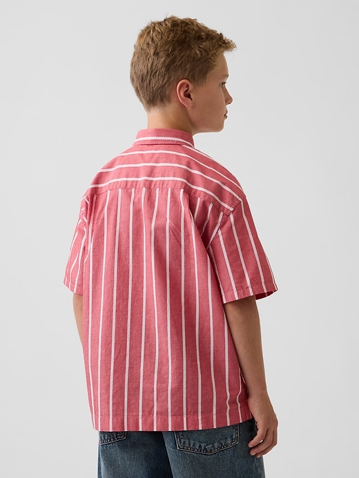 Image number 3 showing, Kids Organic Cotton Poplin Relaxed Stripe Shirt