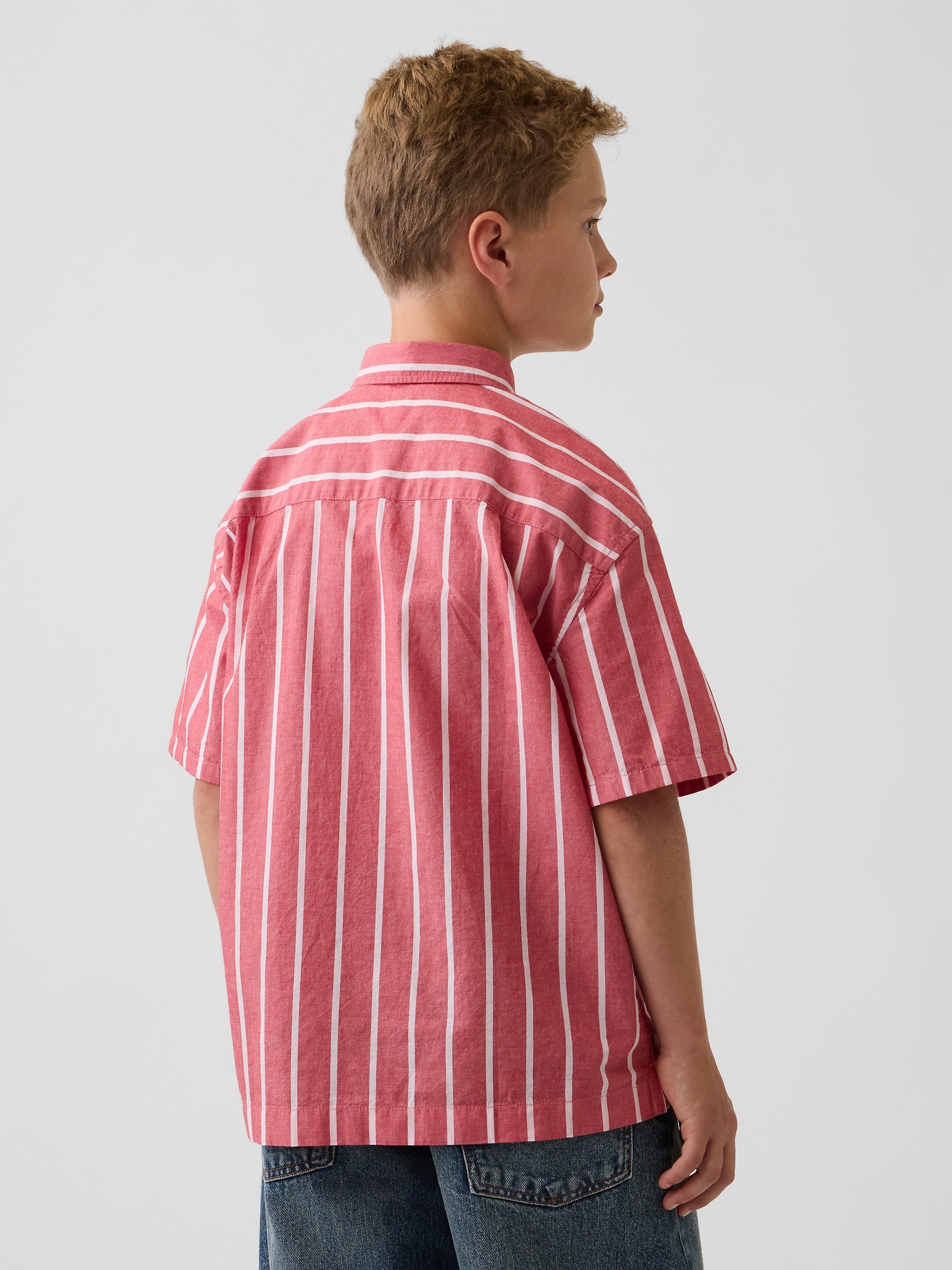 Детские рубашки Gap Kids Organic Cotton Poplin Relaxed Stripe Shirt — фото 3