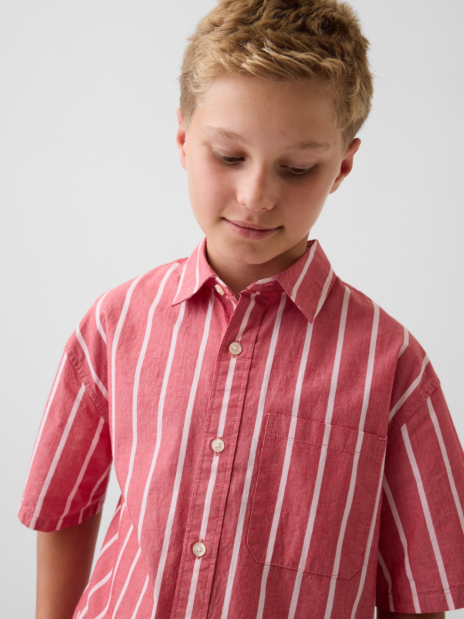 Детские рубашки Gap Kids Organic Cotton Poplin Relaxed Stripe Shirt — фото 4