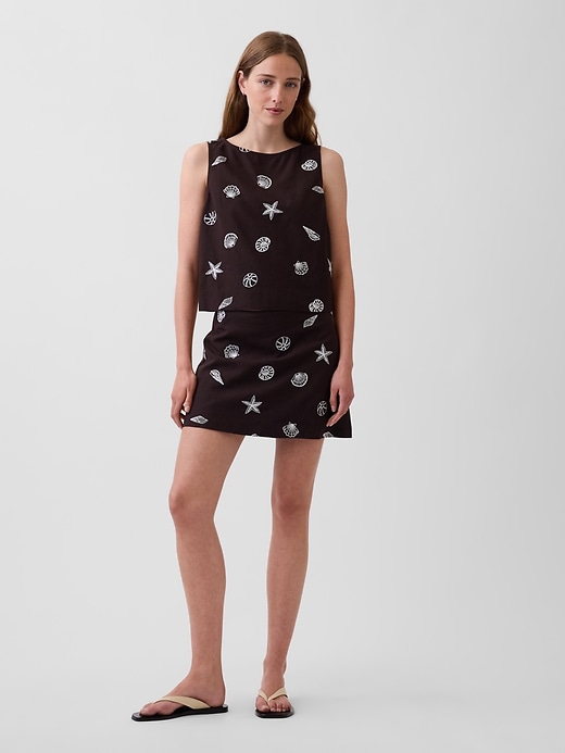 Image number 2 showing, Linen-Blend Crop Shell Tank Top