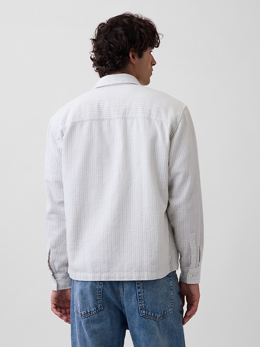 Image number 3 showing, Dobby Stripe Relaxed Straight-Hem Shirt