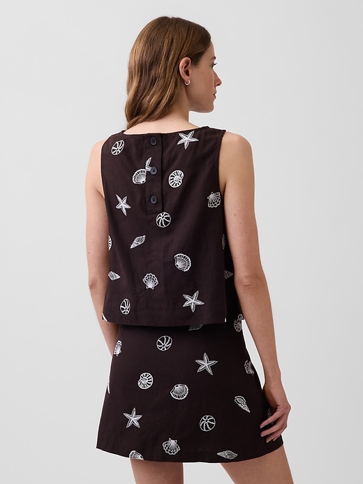 Image number 3 showing, Linen-Blend Crop Shell Tank Top