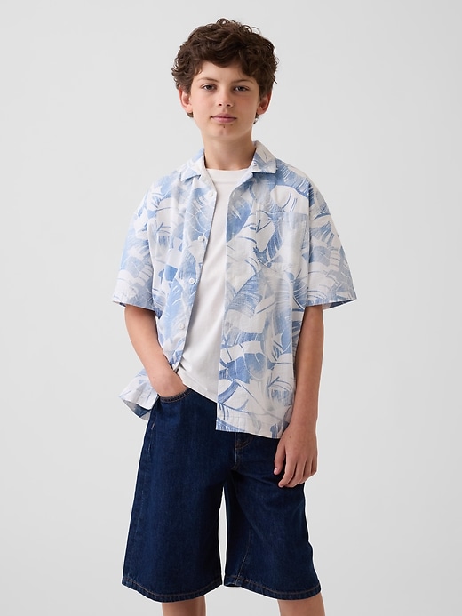 Image number 1 showing, Kids Textured Floral Relaxed Vacay Shirt