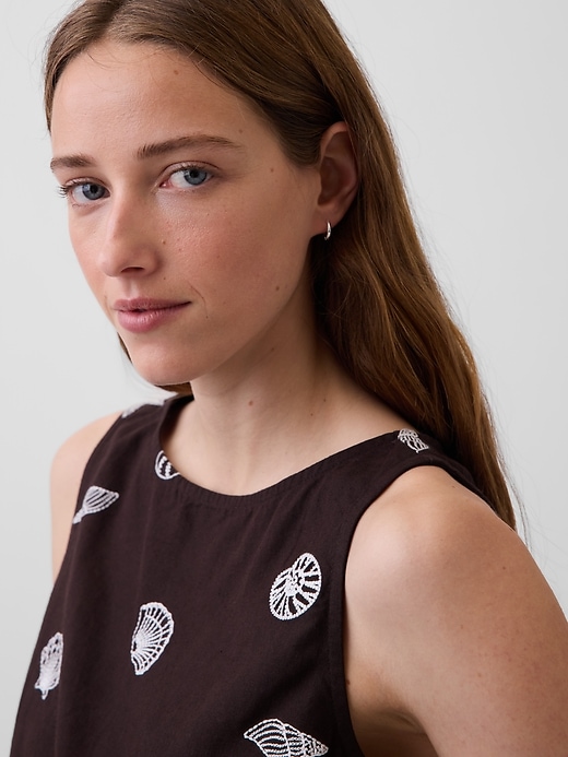 Image number 4 showing, Linen-Blend Crop Shell Tank Top