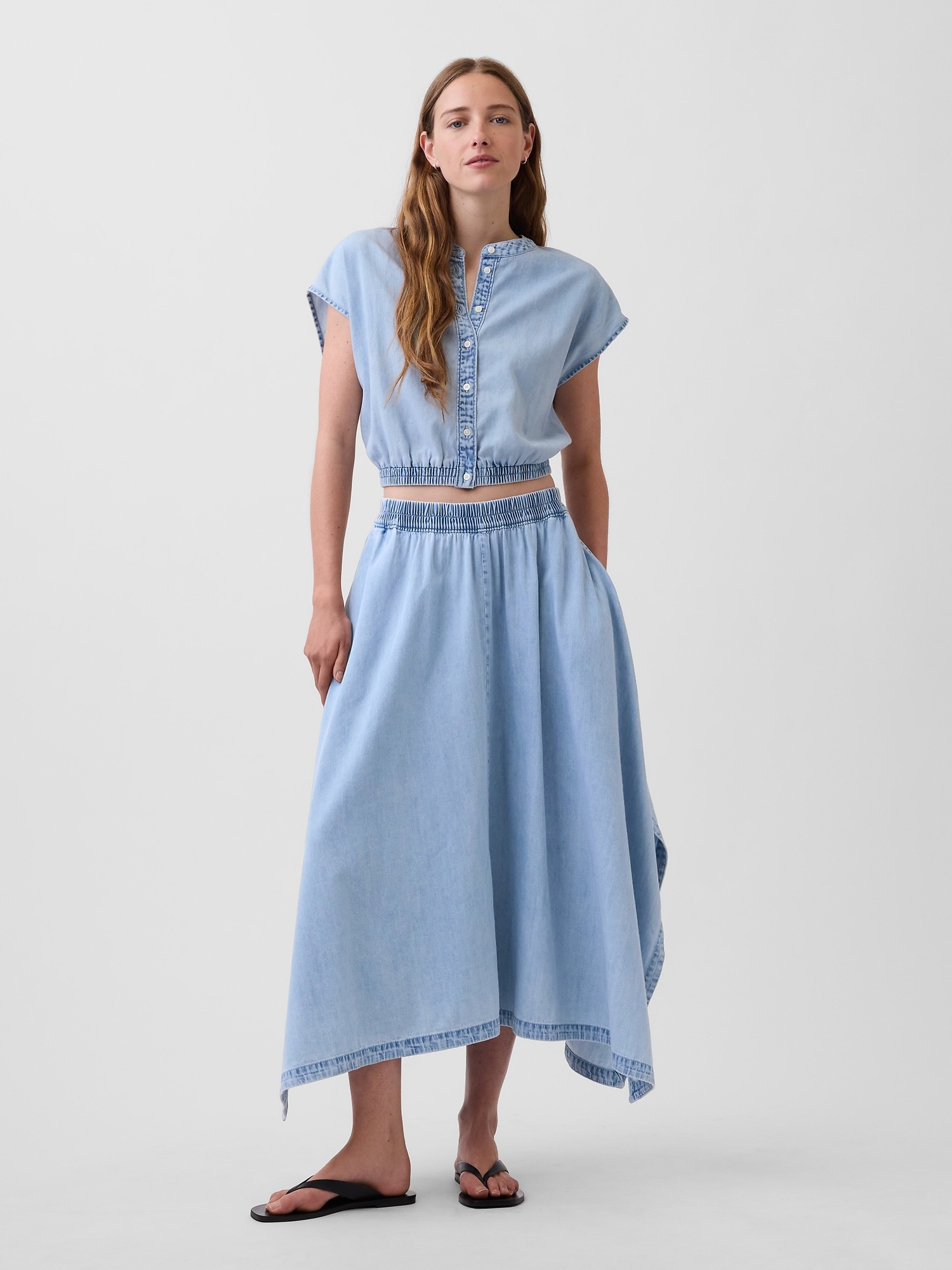 Женские юбки Gap Denim Midi Handkerchief Skirt