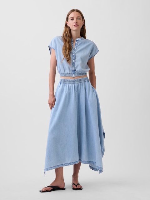 Denim Midi Handkerchief Skirt