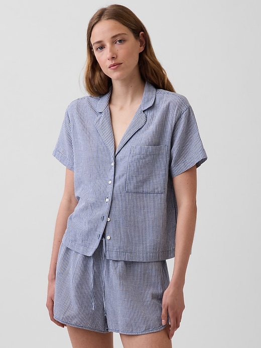 Image number 1 showing, Crinkle Gauze Oversized PJ Shirt