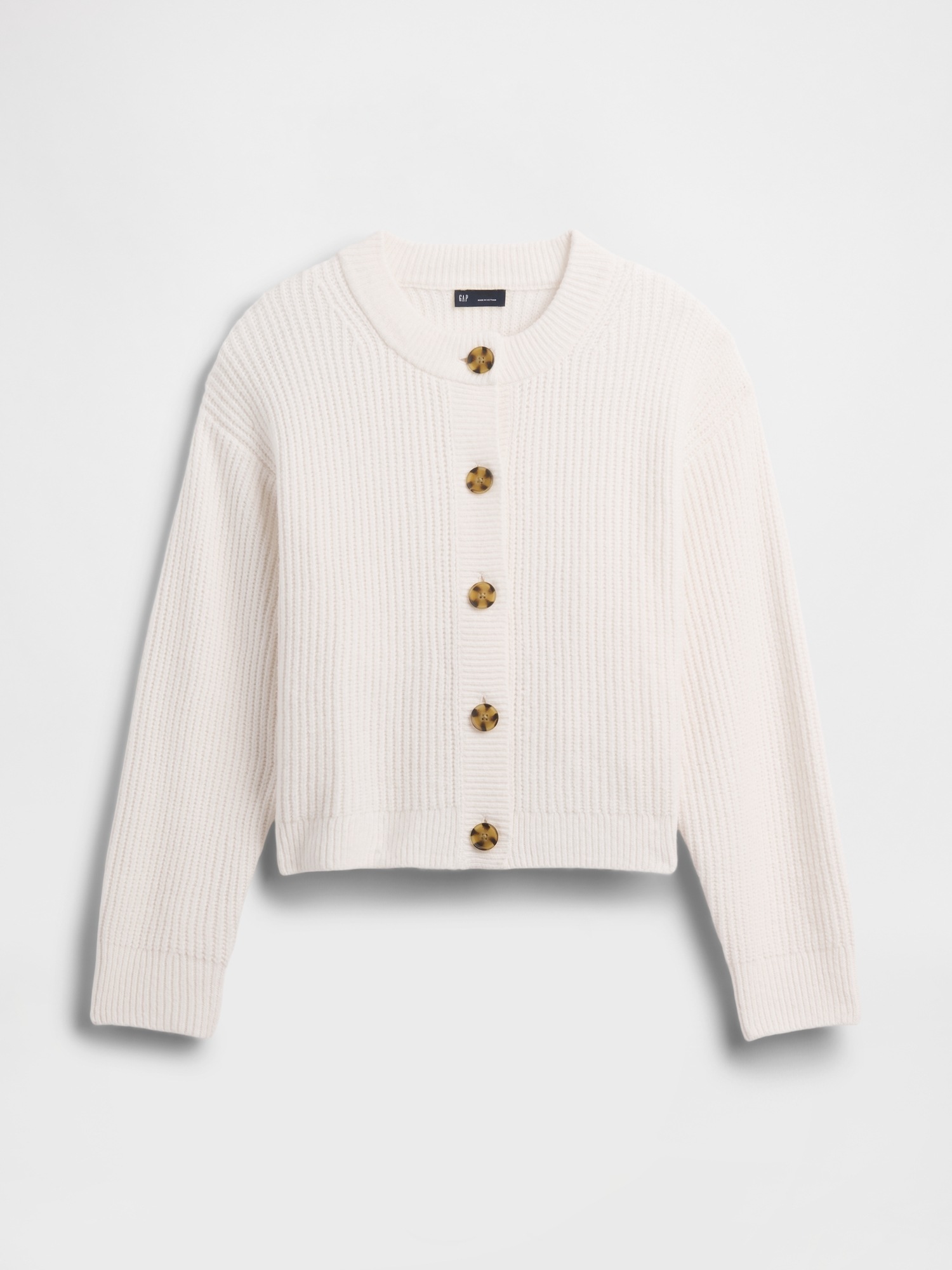 Женский кардиган Gap CashSoft Oversized Shaker-Stitch, цвет: Слоновая кость бежевый — фото 6