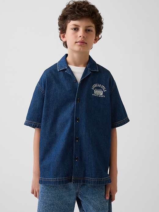 Image number 1 showing, Kids Denim Relaxed New York Logo Shirt