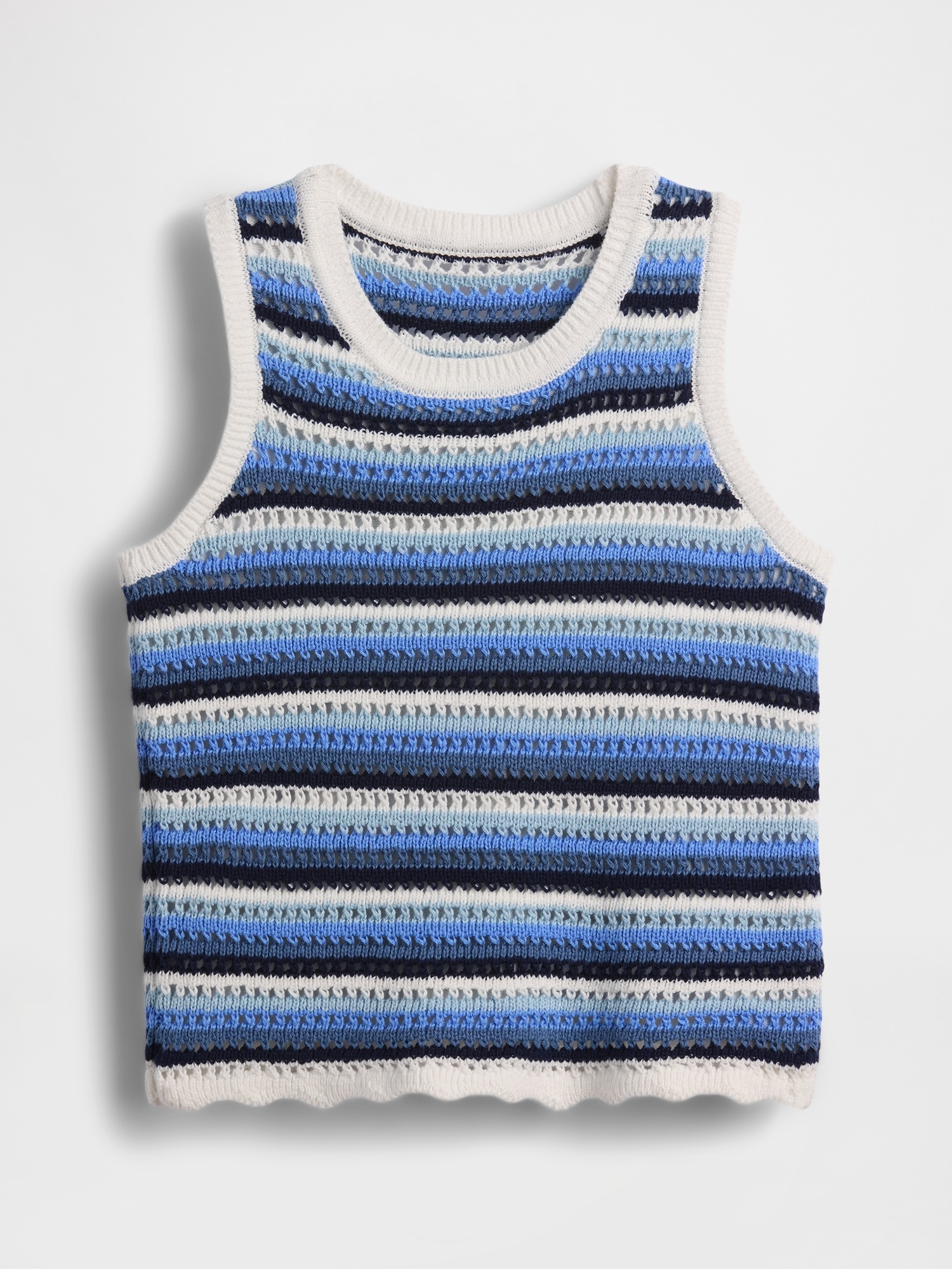 Детский топ Gap 100% Cotton Crochet Stripe Tank Top, цвет: Синий полосатый — фото 2