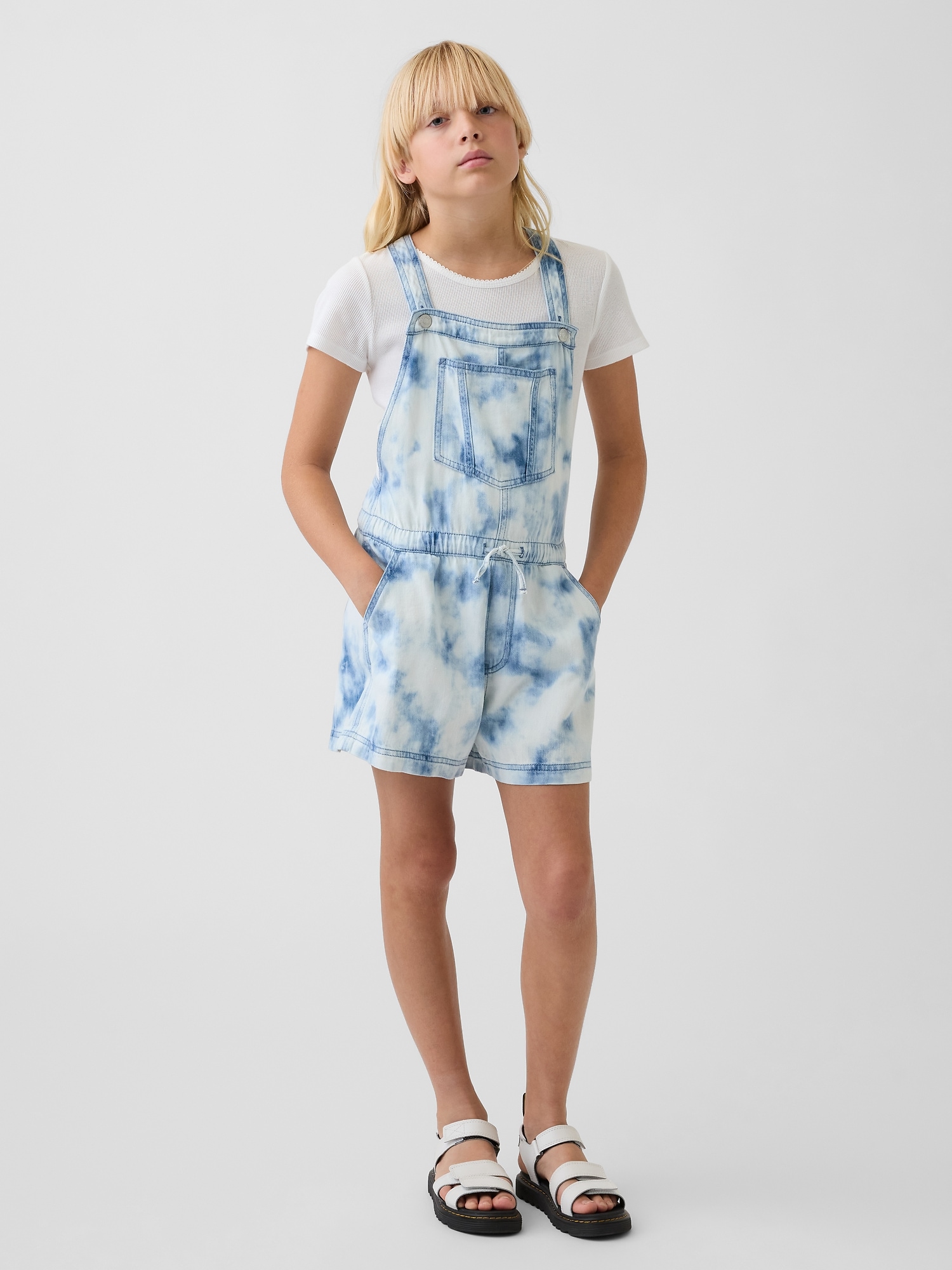 Kids Tie-Dye Denim Relaxed Shortalls