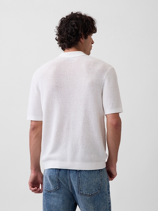 Image number 3 showing, Linen-Blend Camp Polo Sweater Shirt