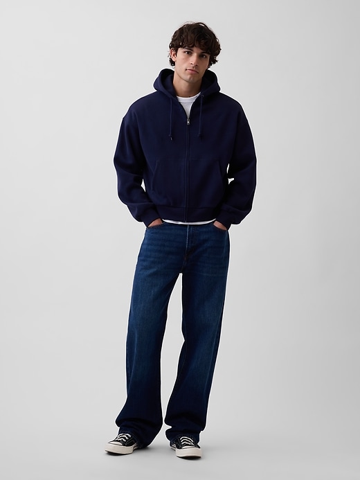 Image number 2 showing, VintageSoft Oversized Crop Zip Hoodie