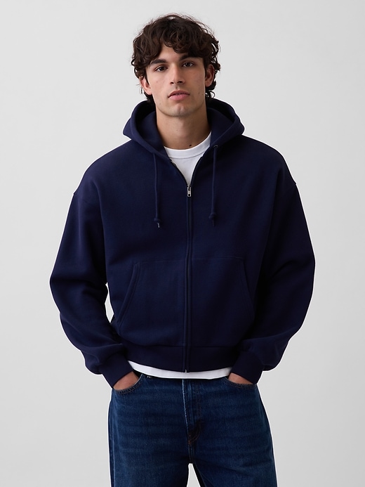 Image number 1 showing, VintageSoft Oversized Crop Zip Hoodie