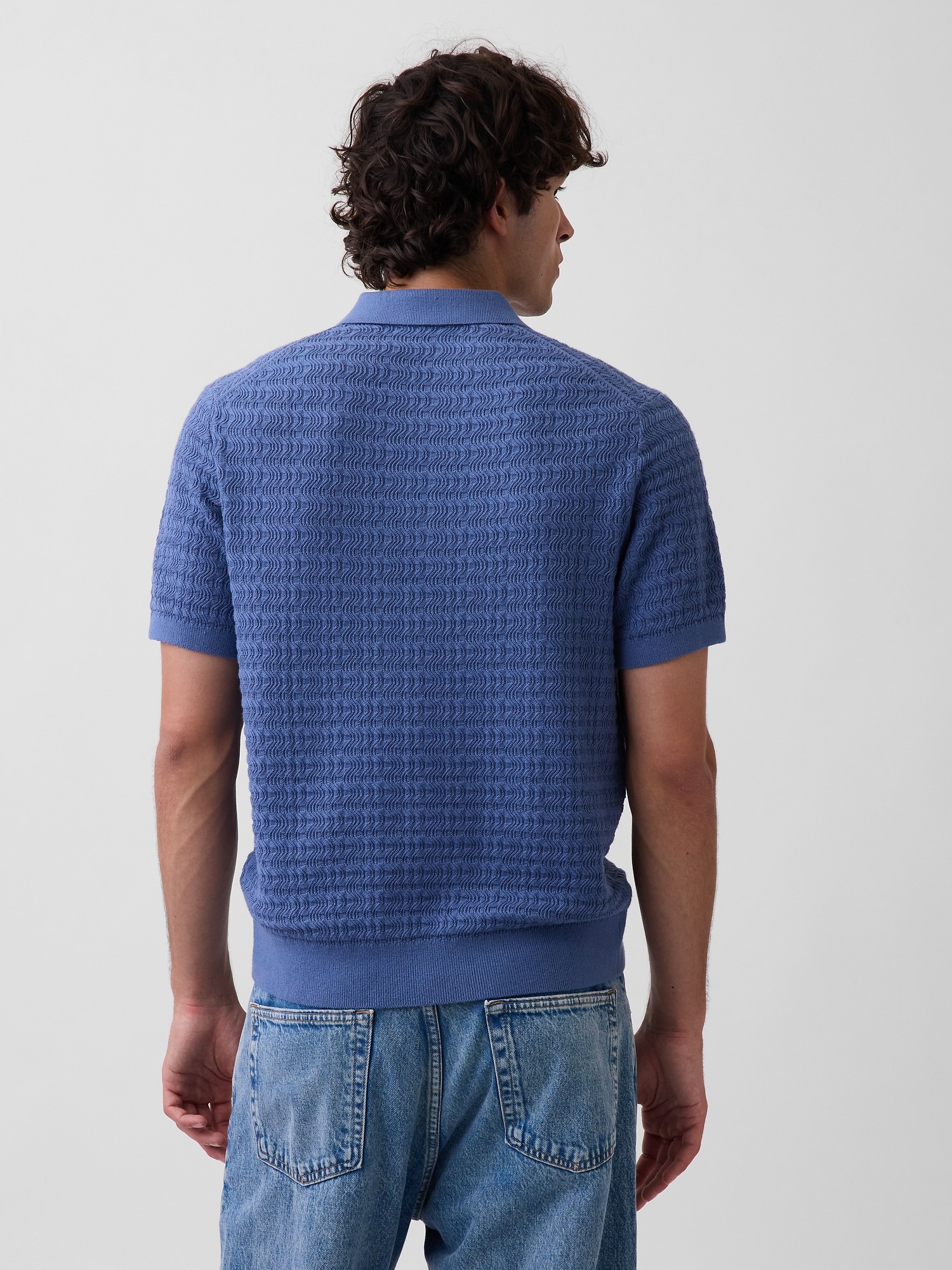 Мужские свитеры Gap Textured Zip Polo Sweater Shirt — фото 3