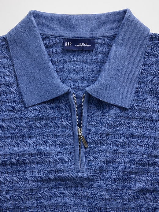 Image number 4 showing, Textured Zip Polo Sweater Shirt