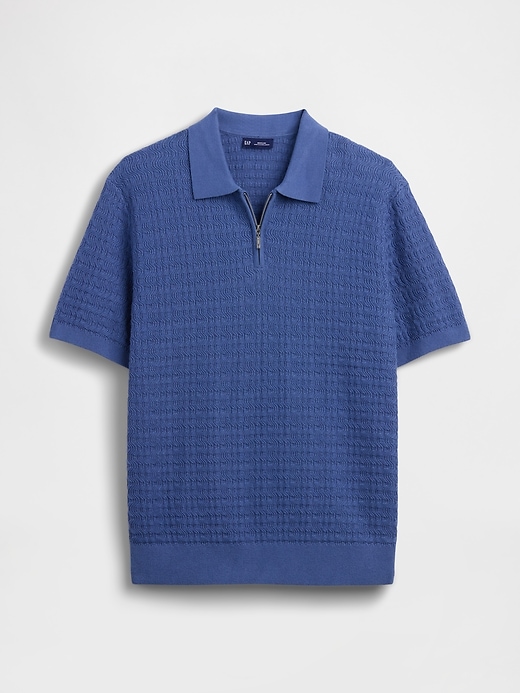 Image number 5 showing, Textured Zip Polo Sweater Shirt