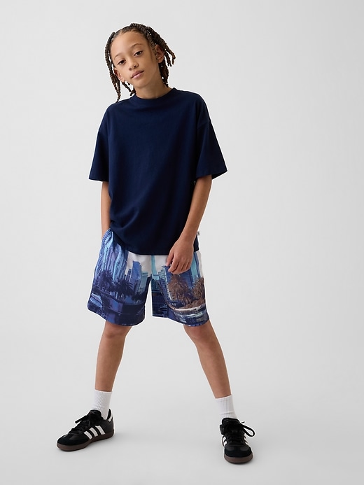 Image number 1 showing, Kids GapFit 6" Recycled Mesh Easy Shorts