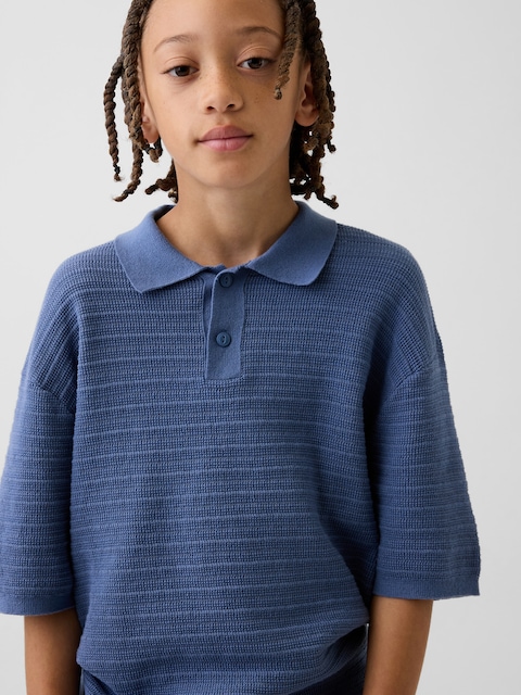 Kids 100% Cotton Relaxed Polo Sweater Shirt