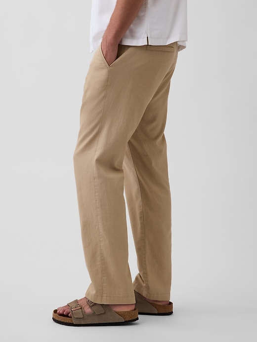 Image number 3 showing, Linen-Cotton Relaxed Straight Trousers