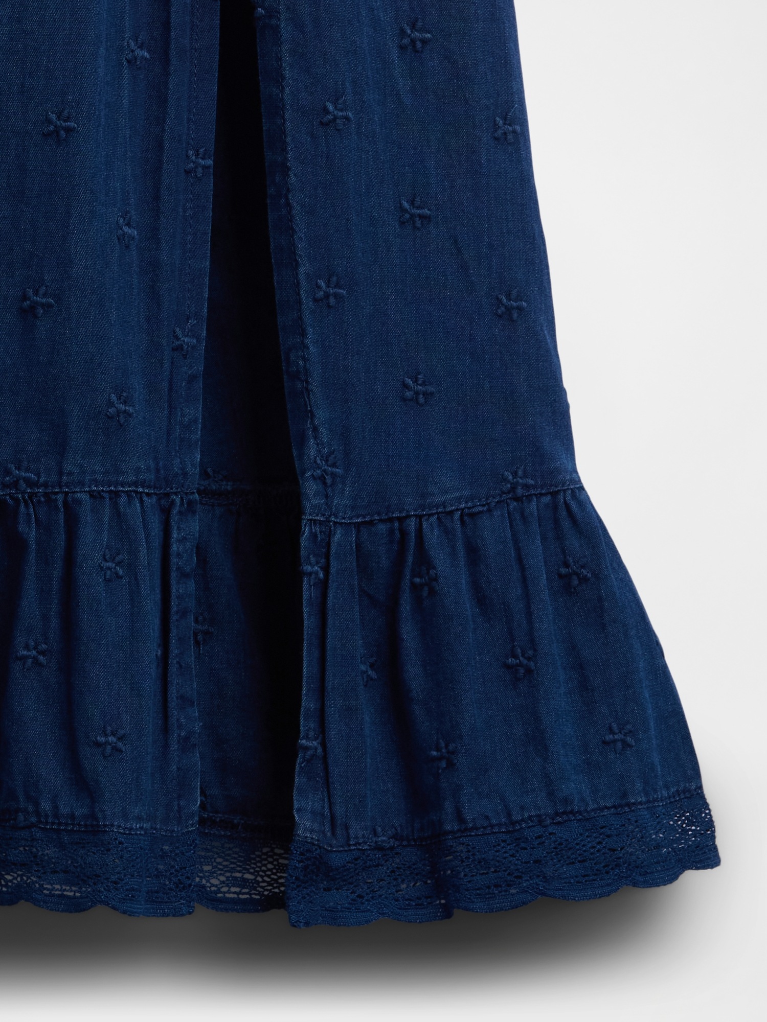 Женское платье Gap Embroidered Puff-Sleeve Maxi, цвет: Средний индиго — фото 5