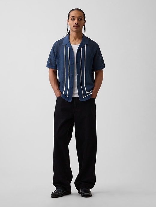 Image number 2 showing, Stripe Camp Collar Sweater Shirt