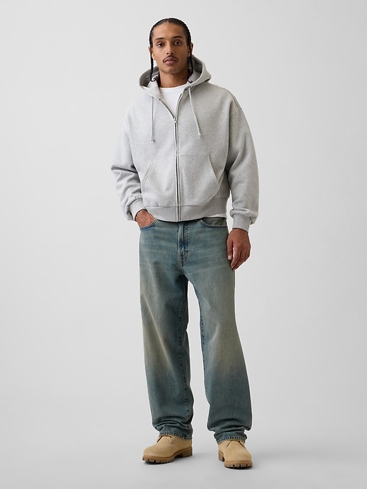 Image number 2 showing, VintageSoft Oversized Crop Zip Hoodie