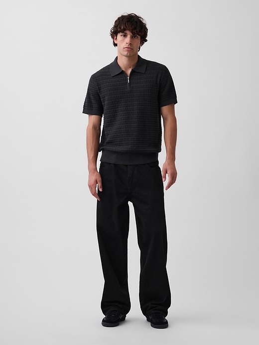 Image number 2 showing, Textured Zip Polo Sweater Shirt