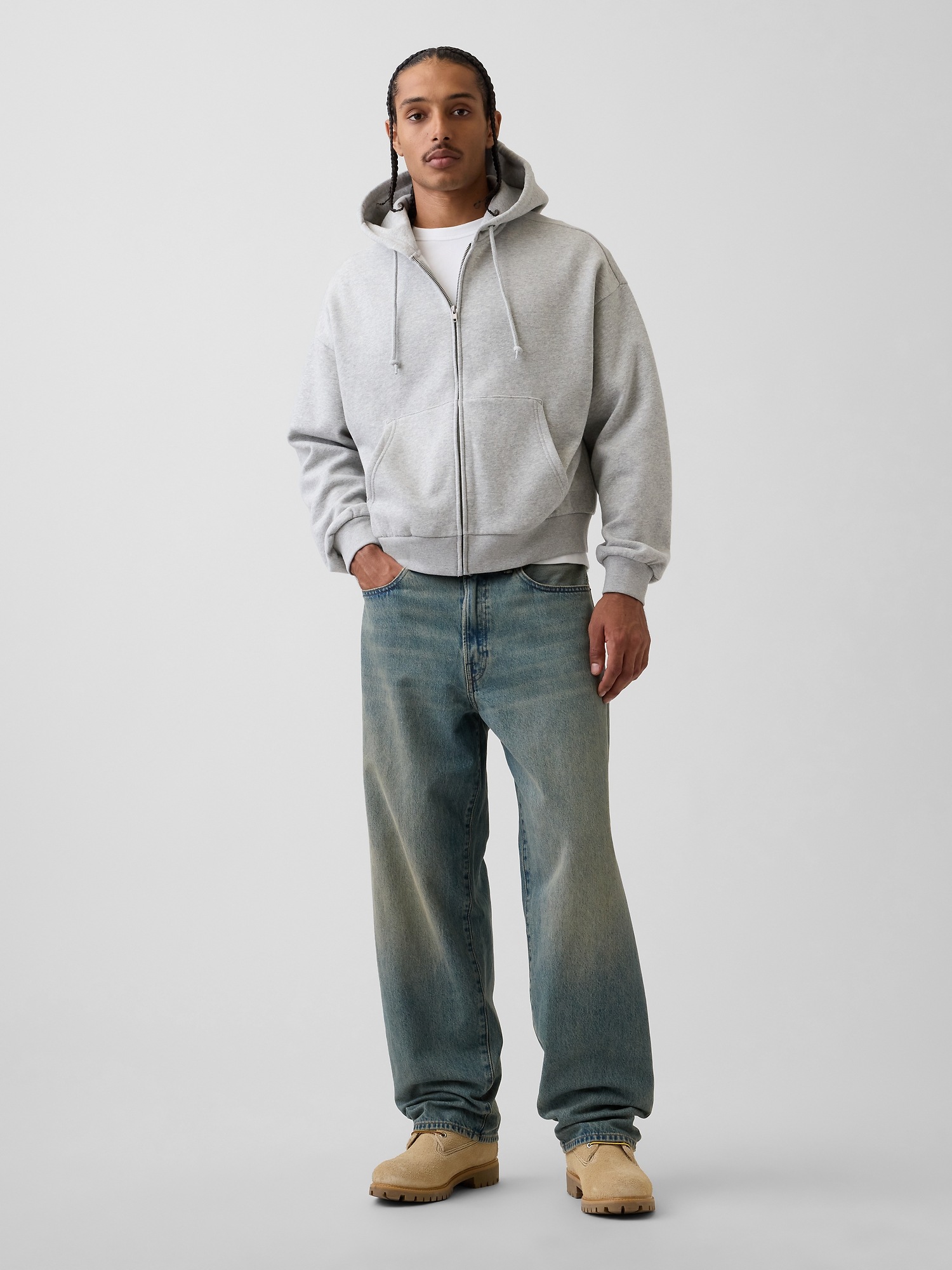 Мужские худи Gap VintageSoft Oversized Crop Zip — фото 2