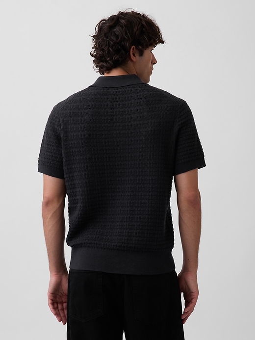 Image number 3 showing, Textured Zip Polo Sweater Shirt