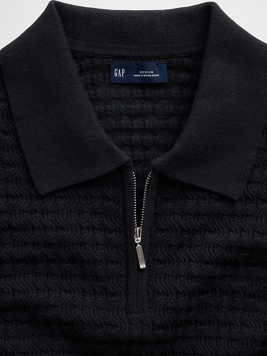 Image number 4 showing, Textured Zip Polo Sweater Shirt