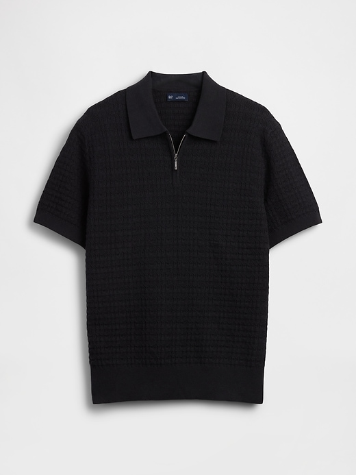 Image number 5 showing, Textured Zip Polo Sweater Shirt