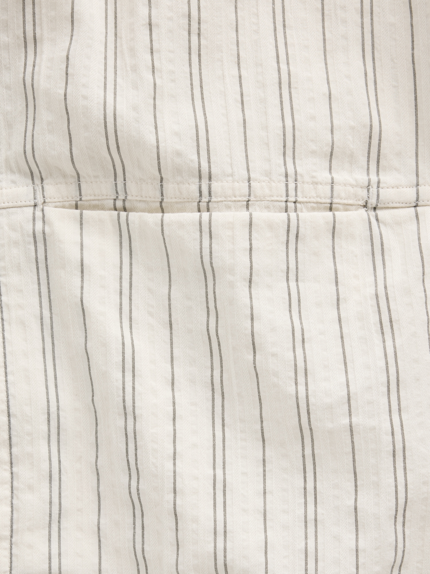 Seersucker Stripe Relaxed Curved-Hem Shirt
