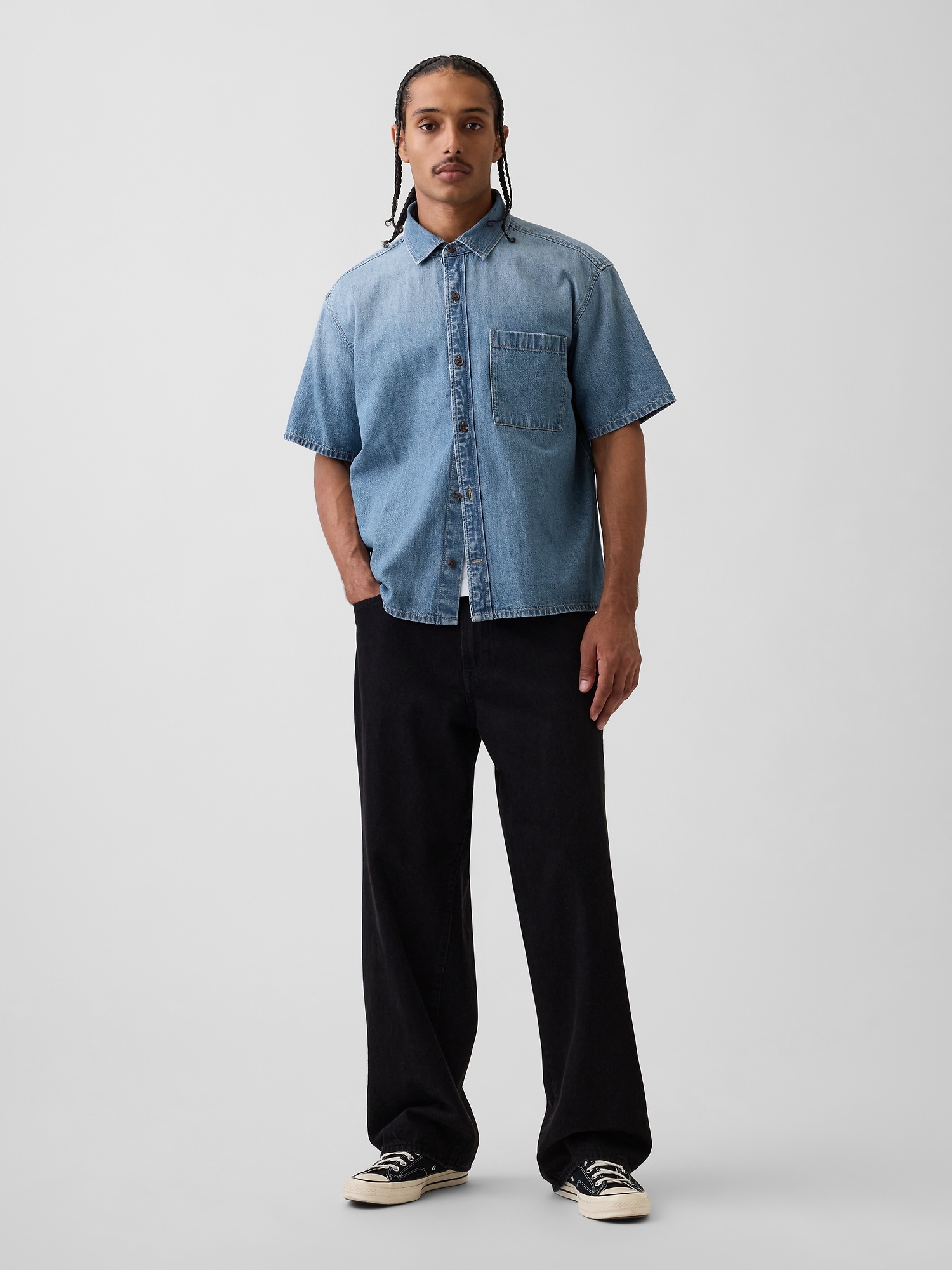 Мужские рубашки Gap Denim Relaxed Shirt — фото 2