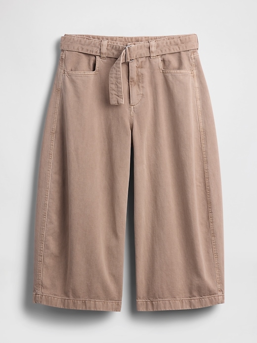 Image number 6 showing, Mid Rise Belted Culotte Barrel Pants
