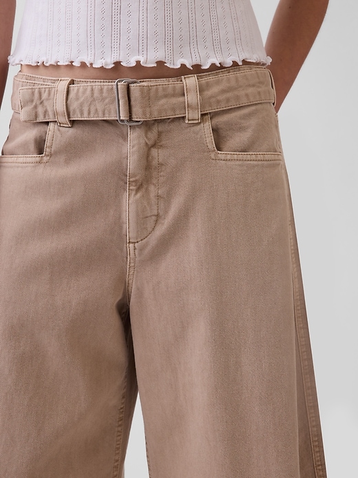Image number 5 showing, Mid Rise Belted Culotte Barrel Pants