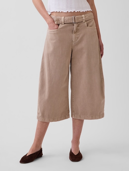 Image number 2 showing, Mid Rise Belted Culotte Barrel Pants