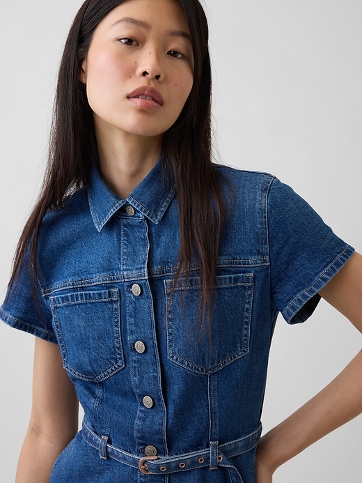 Image number 5 showing, Denim Belted Mini Shirtdress