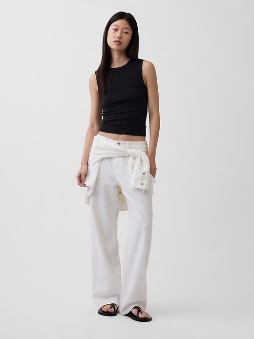 Image number 6 showing, Linen-Cotton Wide-Leg Pants