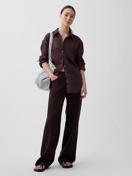 Image number 6 showing, Linen-Cotton Wide-Leg Pants