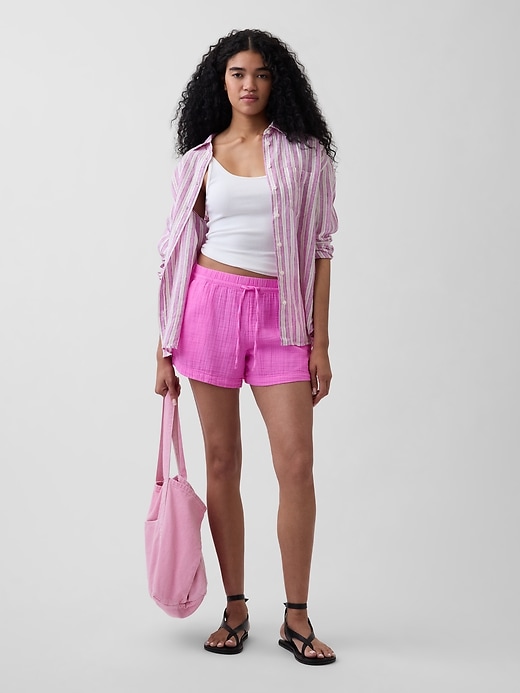 Image number 6 showing, 4" Mid Rise Cotton Gauze Easy Shorts