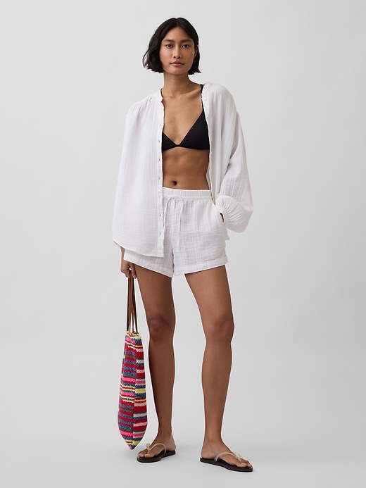 Image number 6 showing, 4" Mid Rise Cotton Gauze Easy Shorts