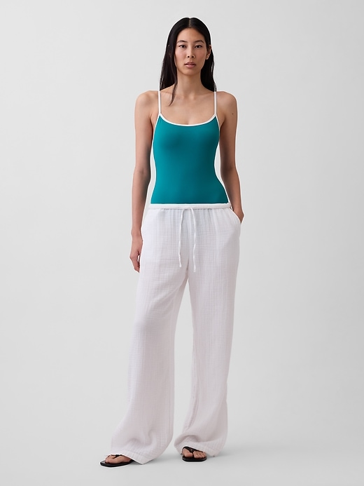 Image number 6 showing, Cotton Gauze Easy Split-Hem Pants