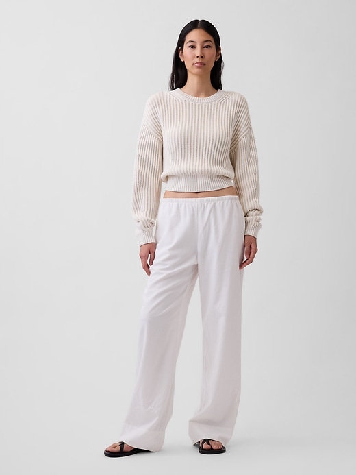 Image number 6 showing, Linen-Blend Easy Wide-Leg Pants
