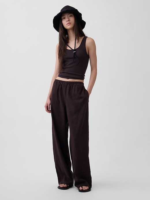 Image number 6 showing, Linen-Blend Easy Wide-Leg Pants