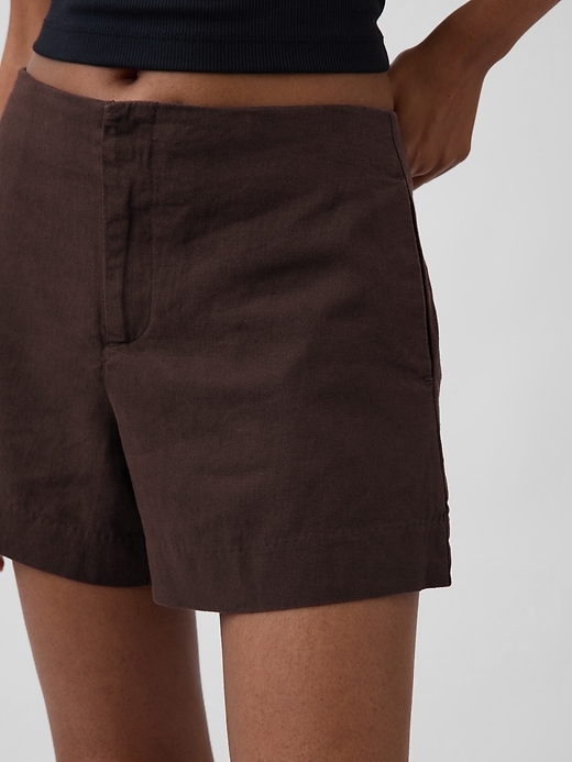 Image number 5 showing, 4" Mid Rise Linen-Blend Shorts